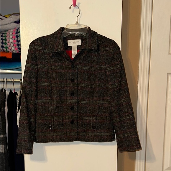 Liz Claiborne Women's Plaid Blazer - Black and Brown - Picture 1 of 5